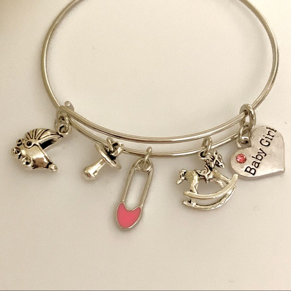 “Baby Girl” Charm Bracelet for the Mom to be - Picture 2 of 3